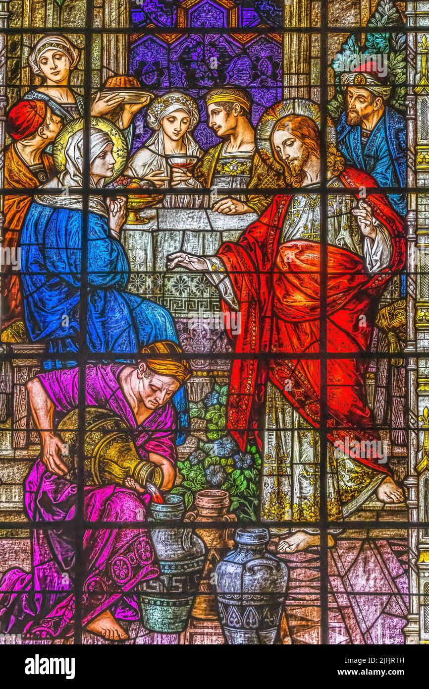 Jesus Changing Water Wine Canae Stained Glass Gesu Catholic Church
