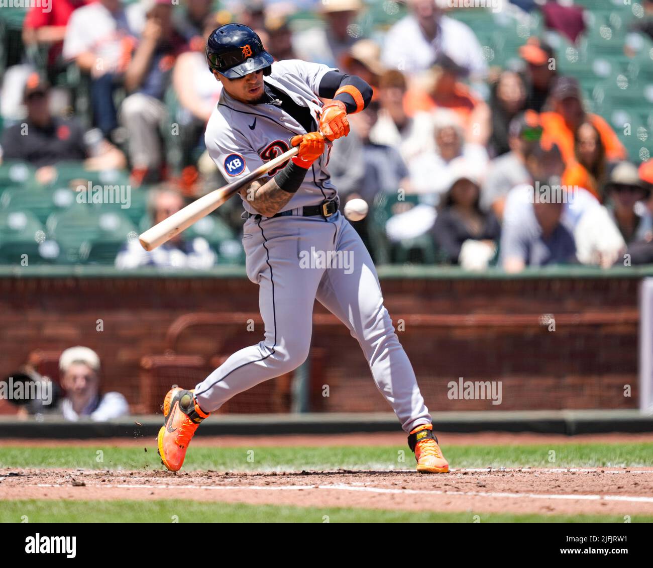 Detroit Tigers Infielder Javier Báez (28) at bat during an MLB game