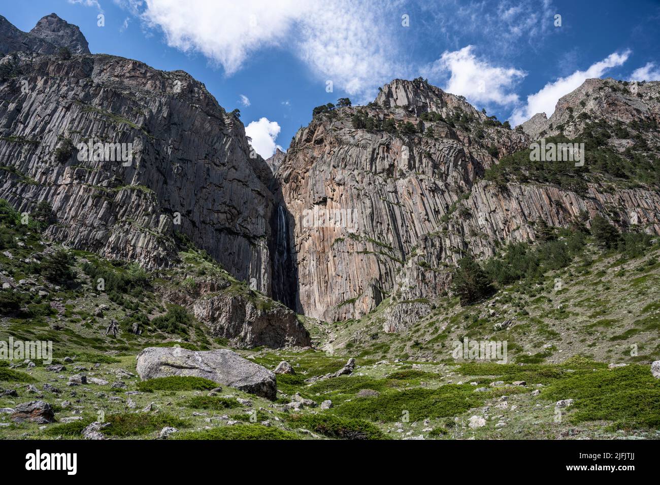Abai-Su waterfall in the mountains of the North Caucasus in Russia Stock Photo