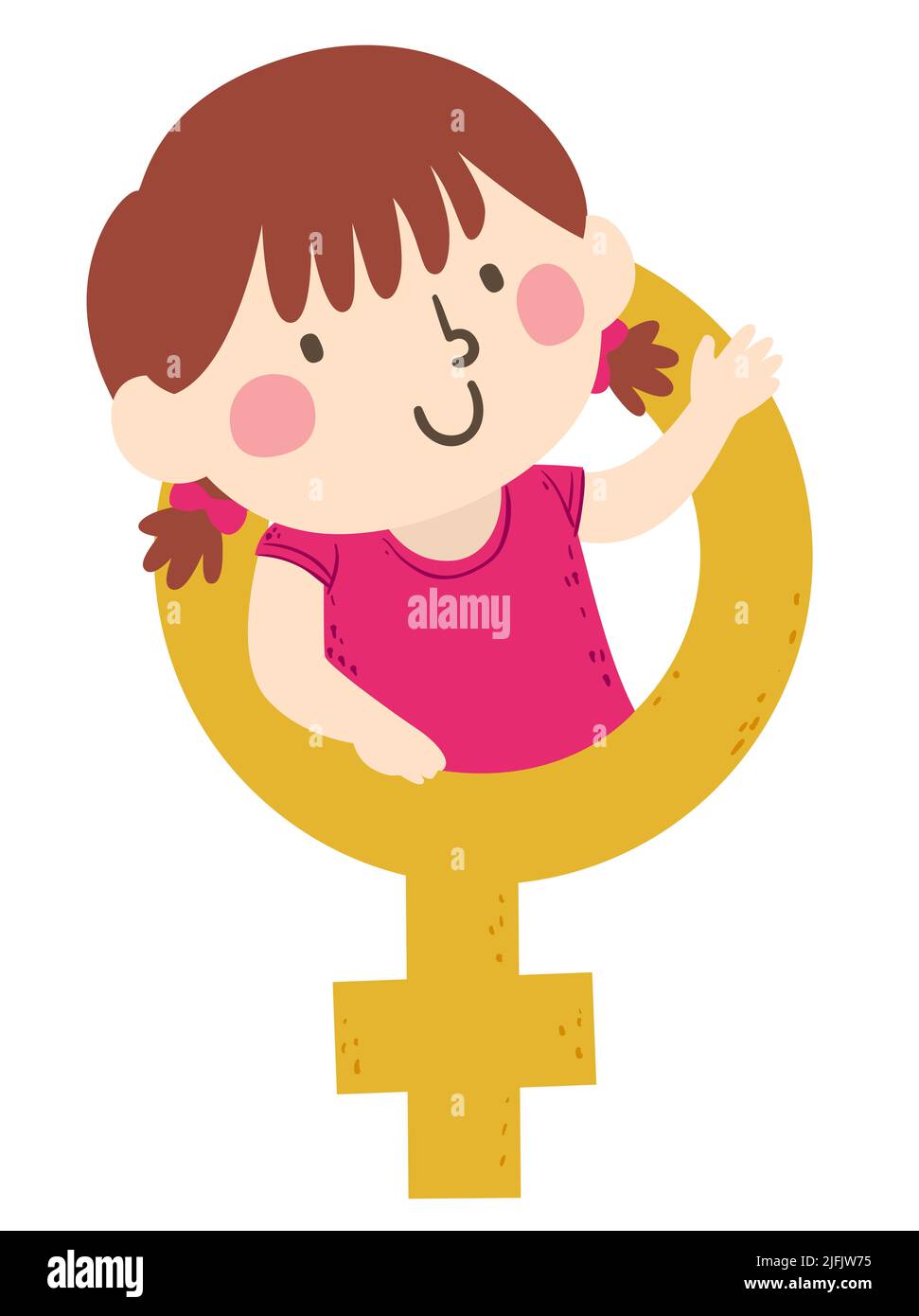 Illustration of Kid Girl Showing Female Symbol Icon Stock Photo