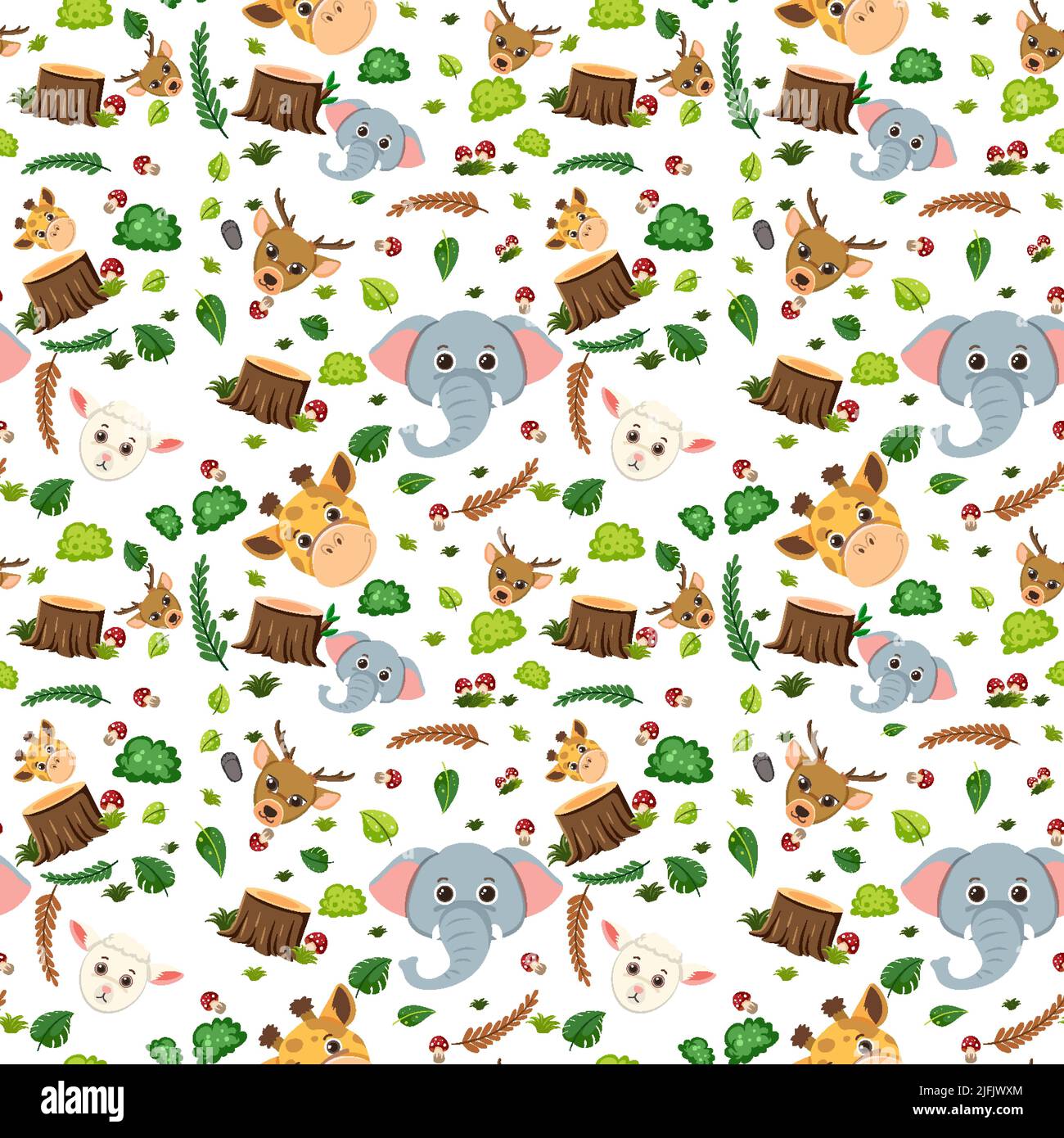 Cute animal seamless pattern illustration Stock Vector Image & Art - Alamy