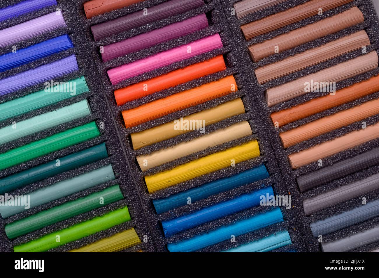 new oil pastels set inside package box Stock Photo