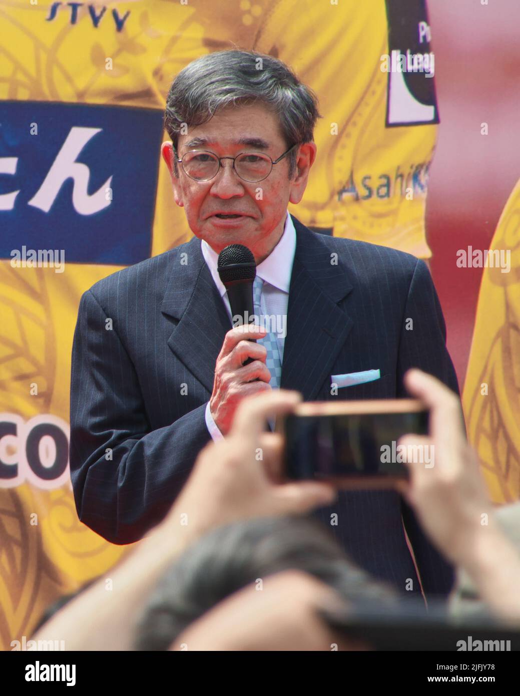 Actor Koji Ishizaka deliver the speech during the campaign for the Upper House election in Tokyo on July 3, 2022. Credit: AFLO/Alamy Live News Stock Photo