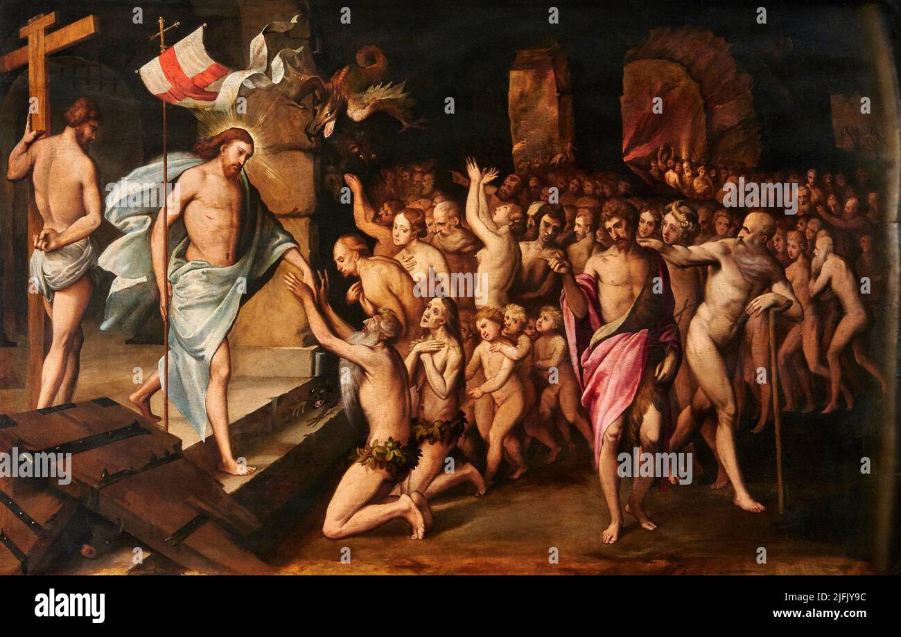 Discesa di Cristo agli inferi  - olio su tela - Altobello Melone - 1540  - Cremona, Italia, Museo Diocesano Stock Photo