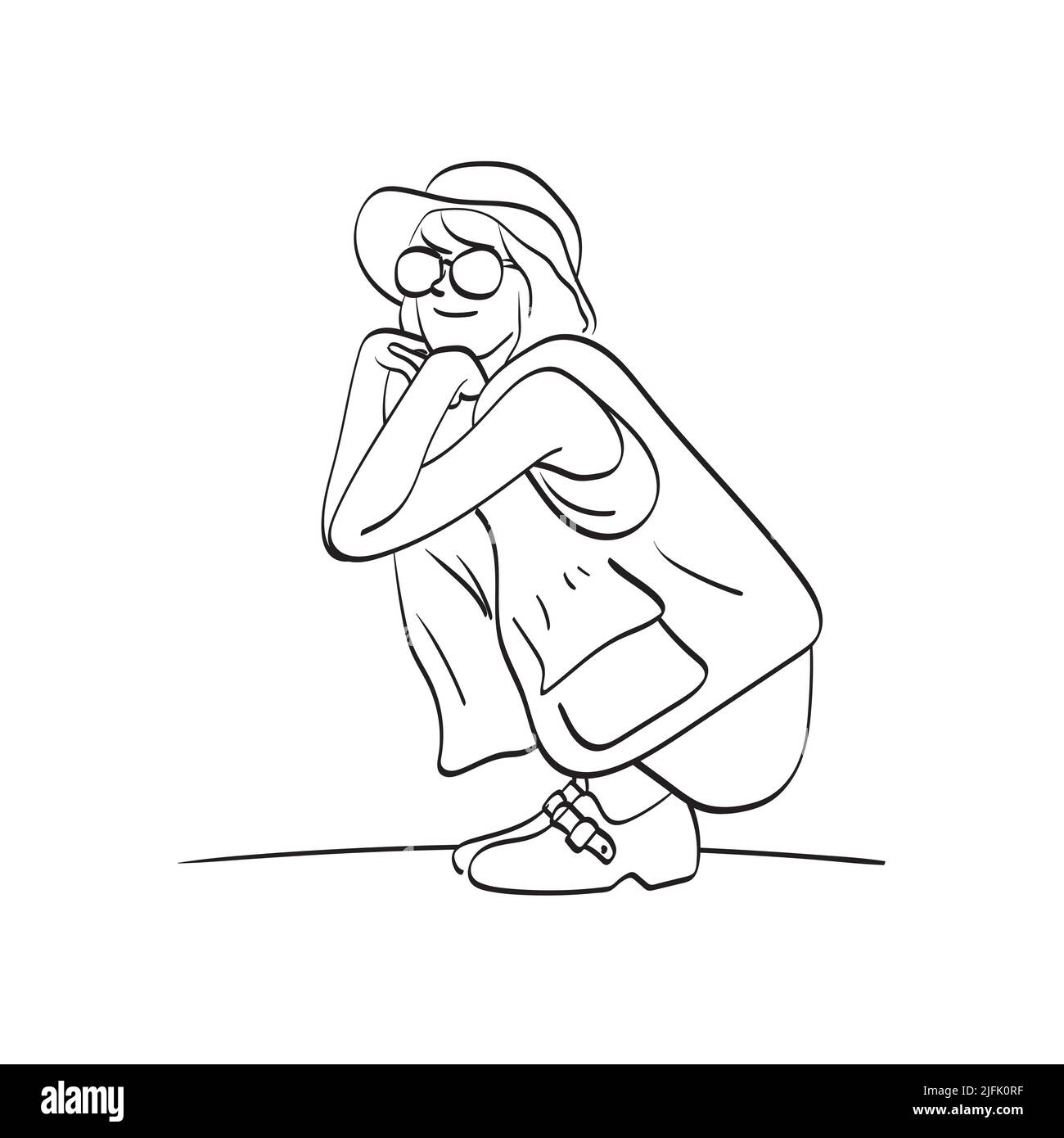 Line drawing girl sunglasses hi-res stock photography and images - Alamy