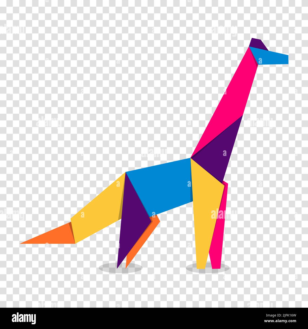 Dinosaur origami. Abstract colorful vibrant dinosaur logo design. Animal origami. Vector illustration Stock Vector