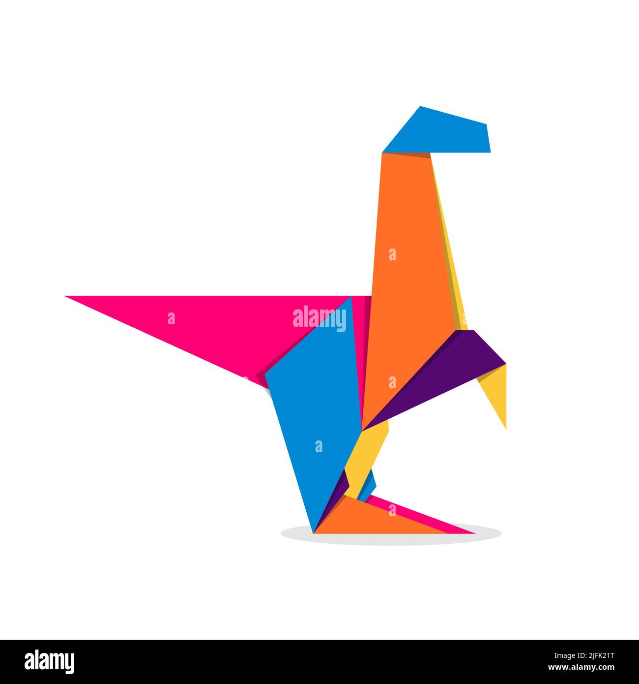 Dinosaur origami. Abstract colorful vibrant dinosaur logo design. Animal origami. Vector illustration Stock Vector