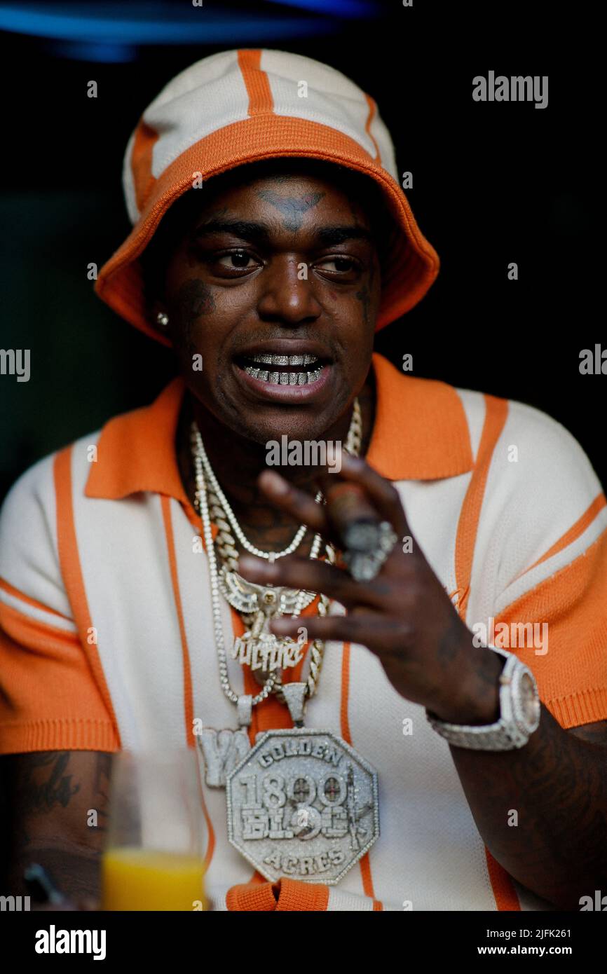 Street style, Kodak Black arriving at Rhude Spring-Summer Menswear 2023  show, held at UPMC, Paris, France, on June 22nd, 2022. Photo by Marie-Paola  Bertrand-Hillion/ABACAPRESS.COM Stock Photo - Alamy