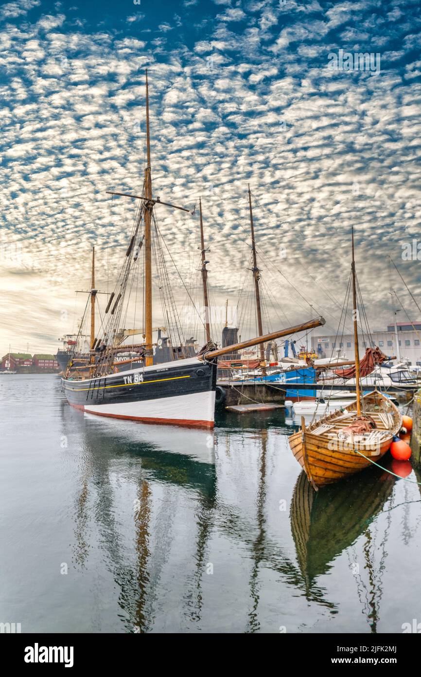Torshavn old harbor on the Faroe Islands Stock Photo