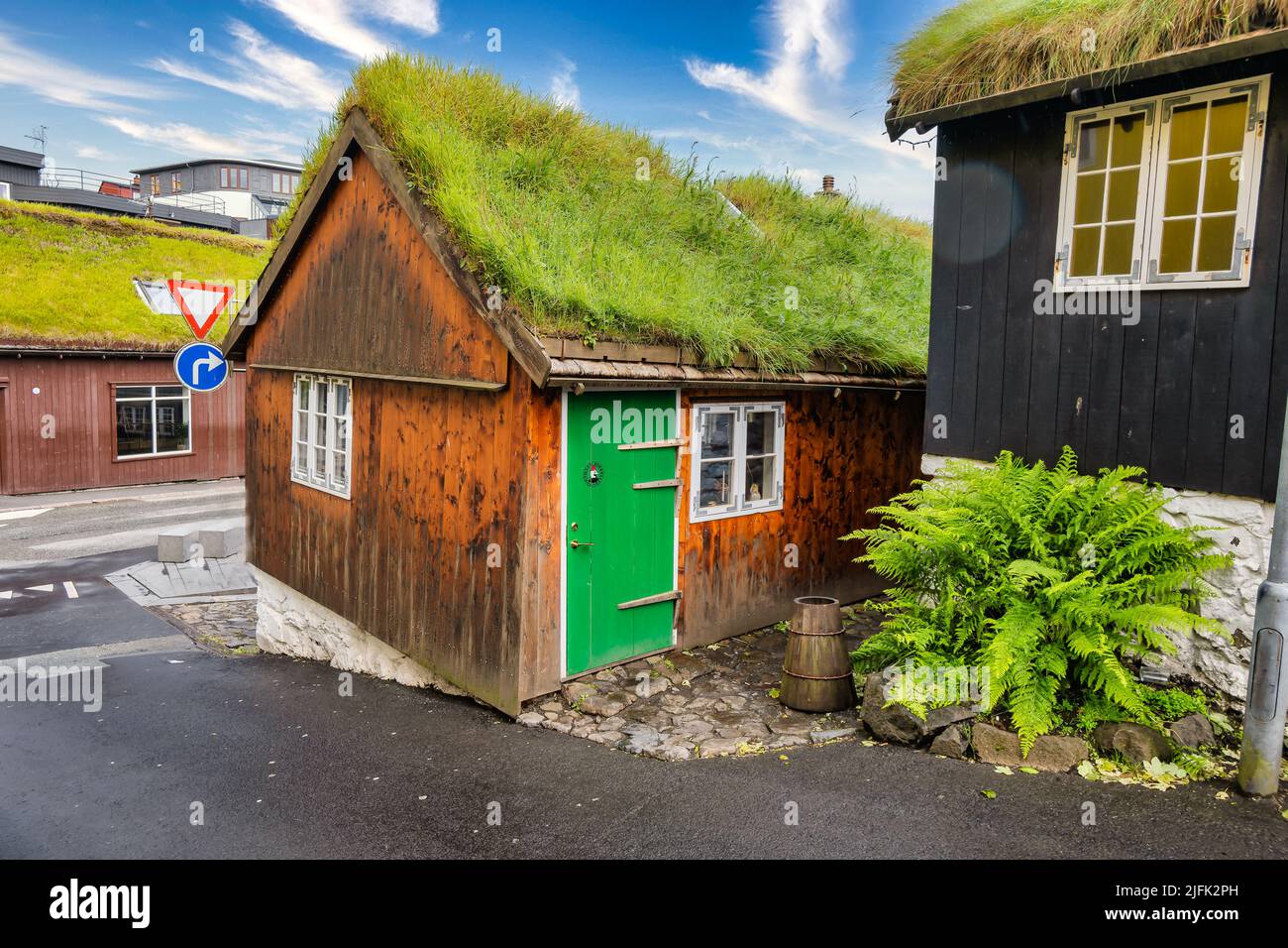 Torshavn streets in the old part of the city, Faroe Islands Stock Photo