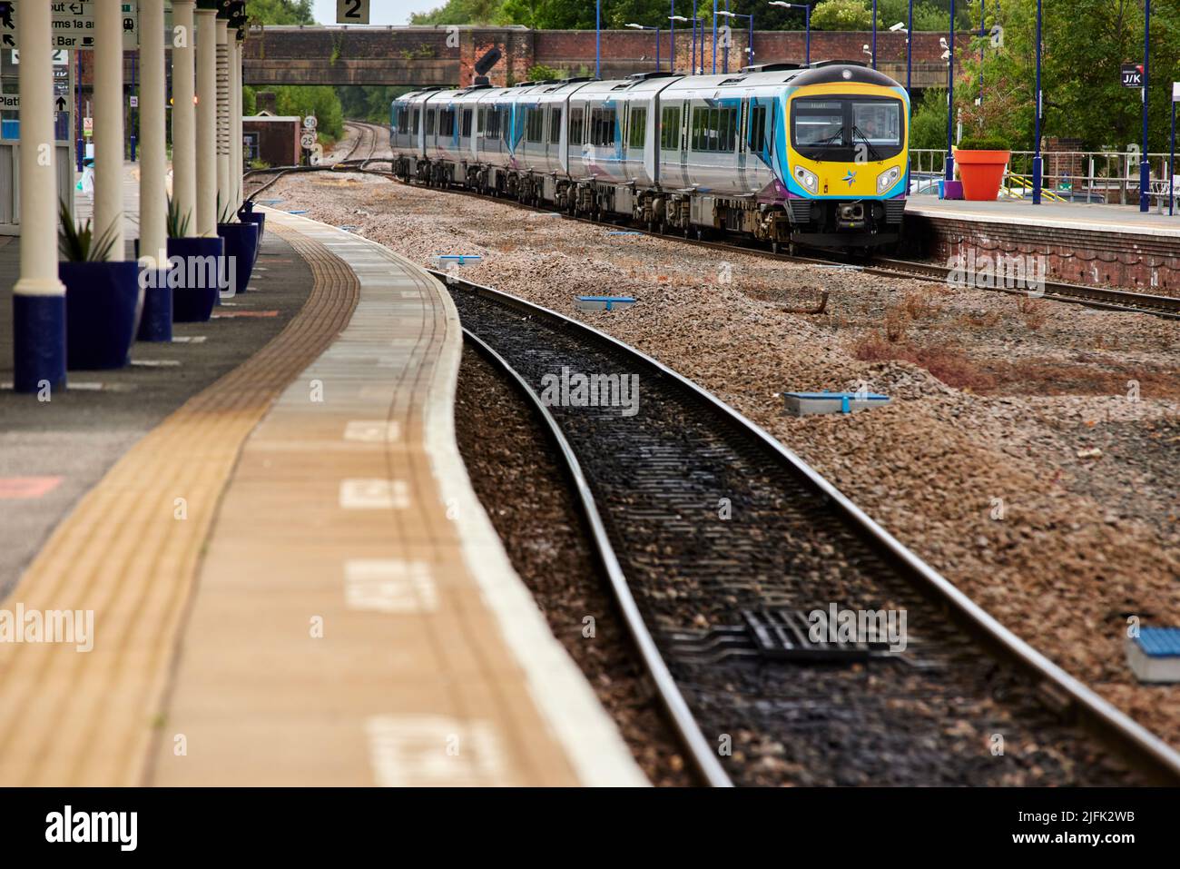 Selby railway station Grade II listed serves the town of Selby in North Yorkshire, pictured British Rail Class 185 Trans Pennine Express Stock Photo