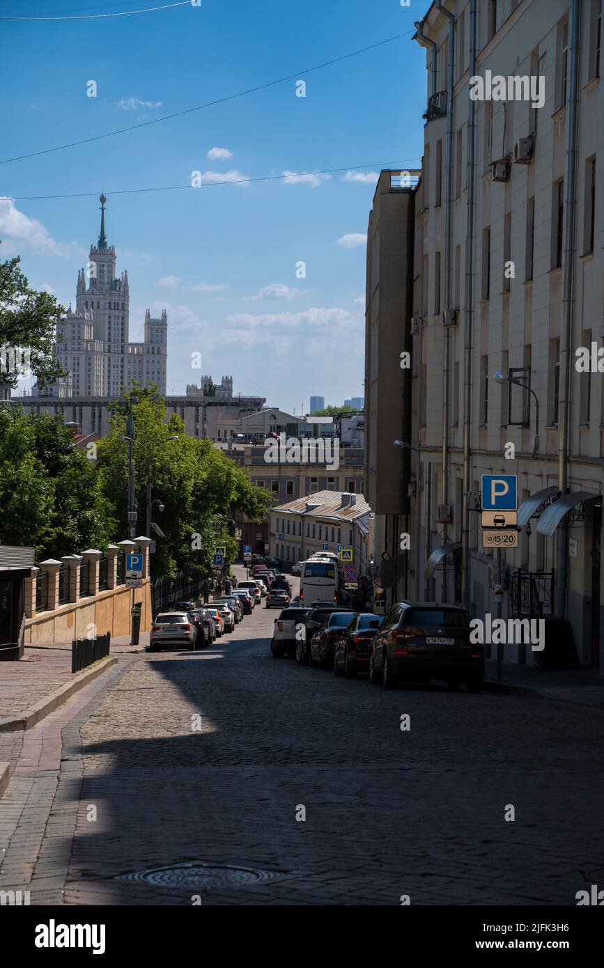 MOSCOW, RUSSIA - JULY 3, 2022: Cozy streets of old Moscow near Red Square. High quality photo Stock Photo