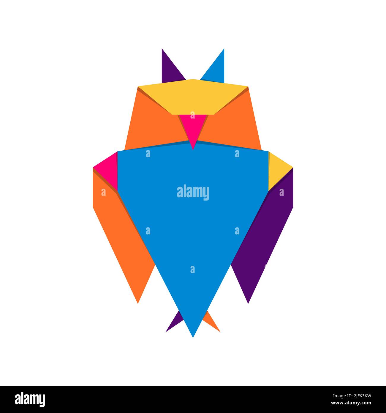 Owl origami. Abstract colorful vibrant owl logo design. Animal origami. Vector illustration Stock Vector