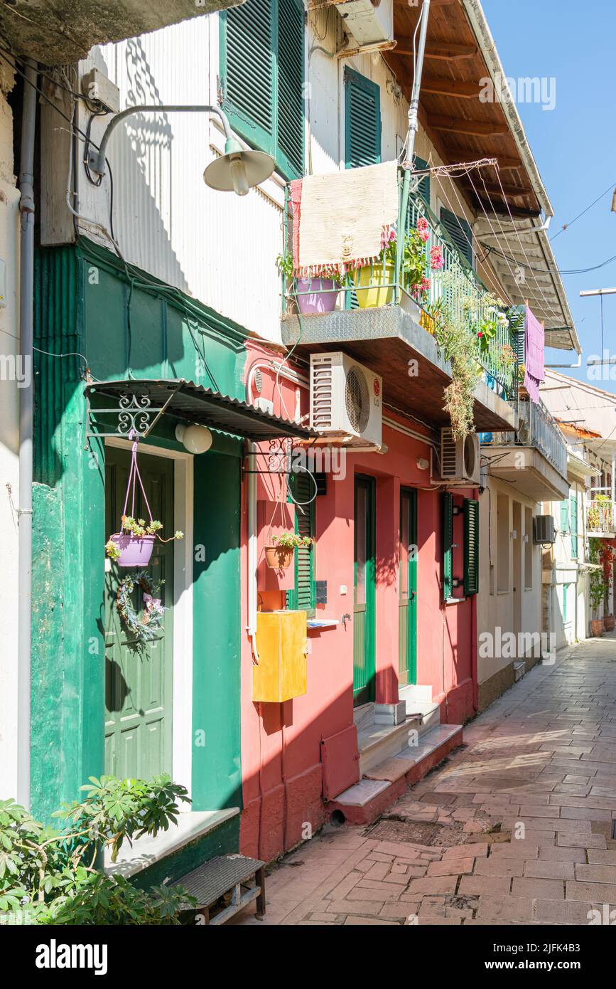 LEFKADA, GREECE - JUNE 11, 2022: Charming Streets Of Downtown Old Center Of Lefkada City, People On Some Of The Most Important Landmark Avenues And St Stock Photo