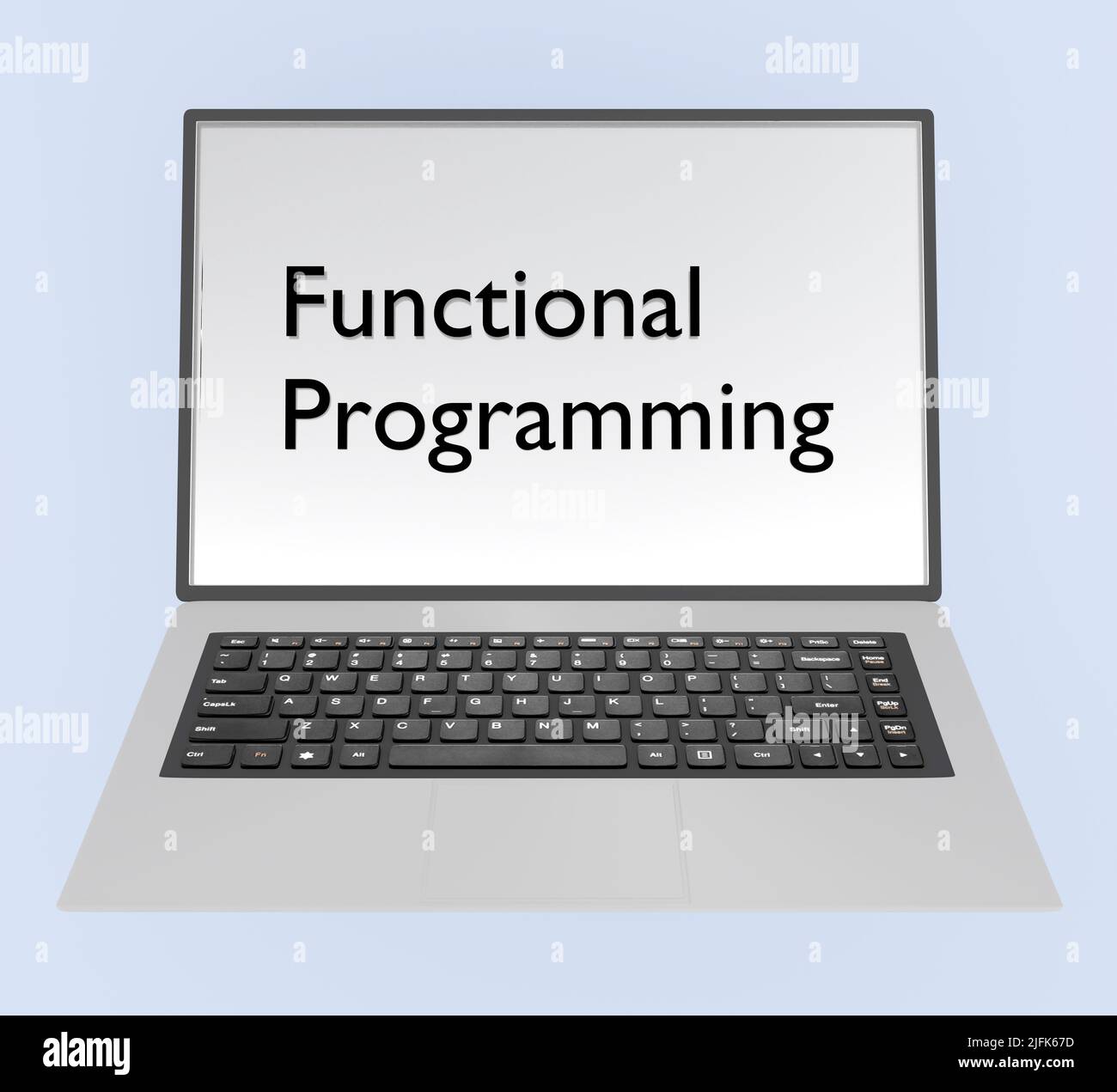 3D illustration of Functional Programming on a laptop screen, isolated ...