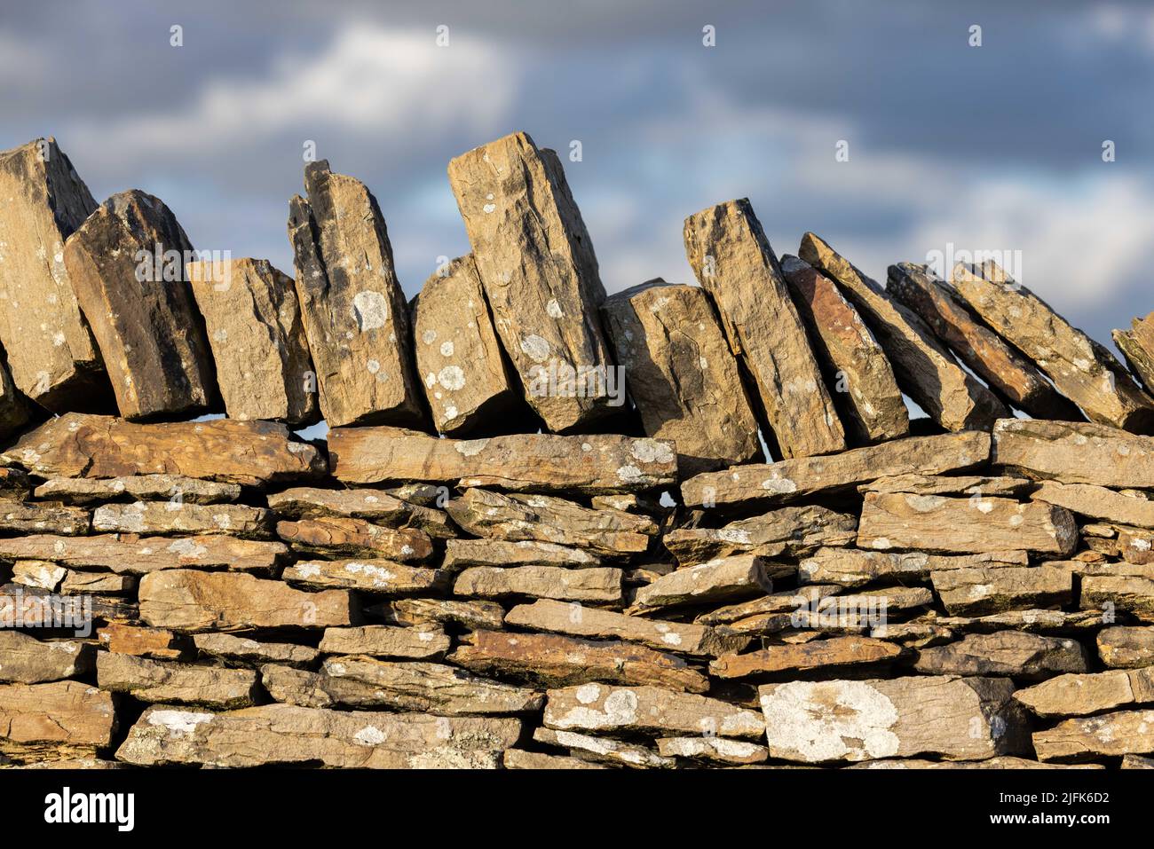 Dry stone wall in Burnley. Stock Photo