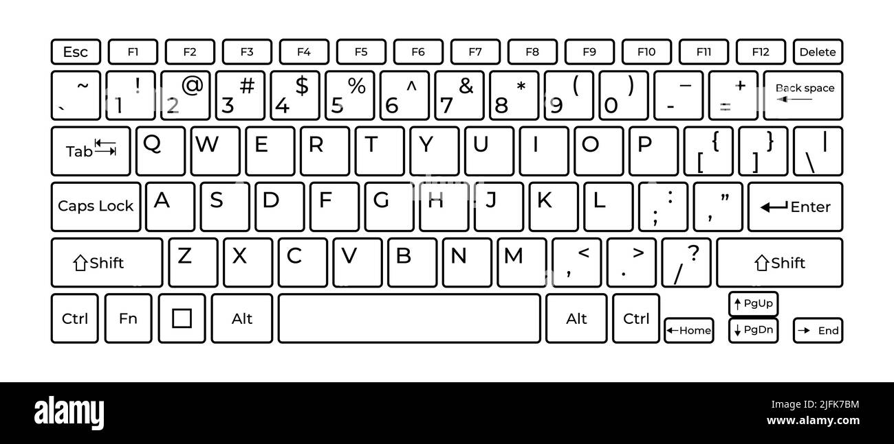 Computer keyboard button layout template with letters for graphic use. Vector illustration Stock Vector