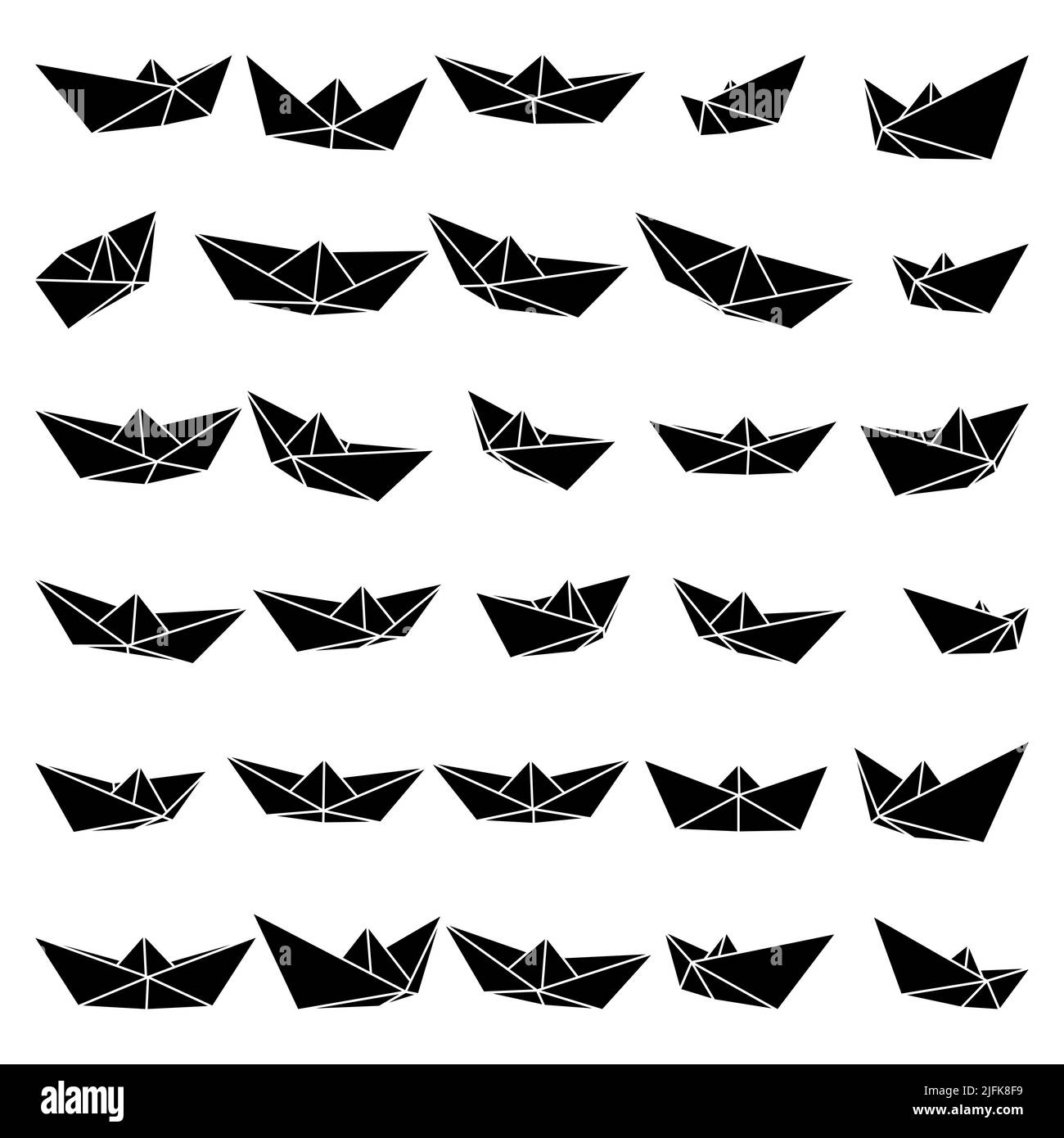 Set of vector illustrations of paper boat icons. Silhouette simple paper boat isolated on white