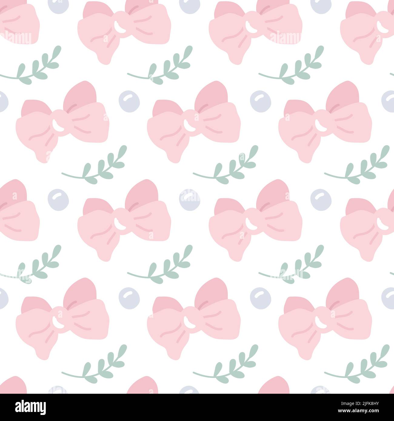 Vector seamless pattern with cute pink bows on white background, Pink Bows  