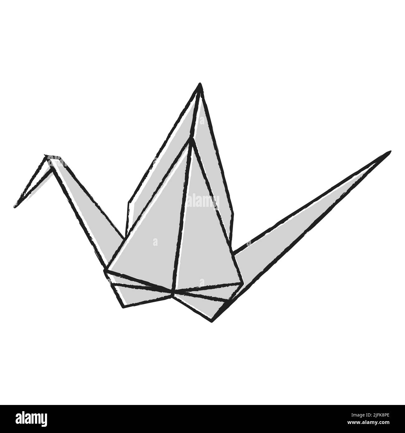Origami crane vector silhouette illustration icon isolated on white