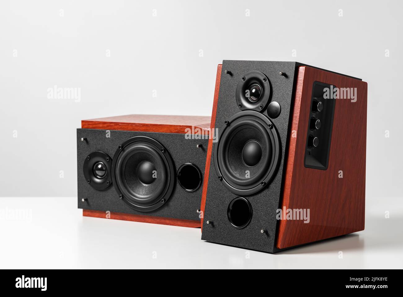 Bookshelf speaker system for home entertainment Stock Photo Alamy
