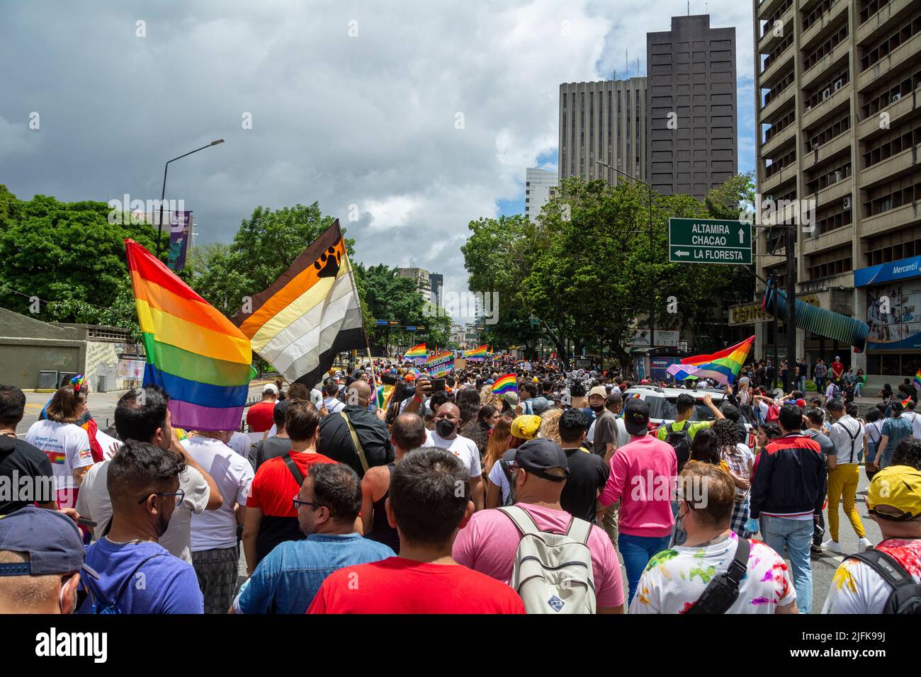 Pride parade in Caracas, Venezuela, with the presence of diplomats and the representative of the European Union in Venezuela. July, 3, 2022 Stock Photo