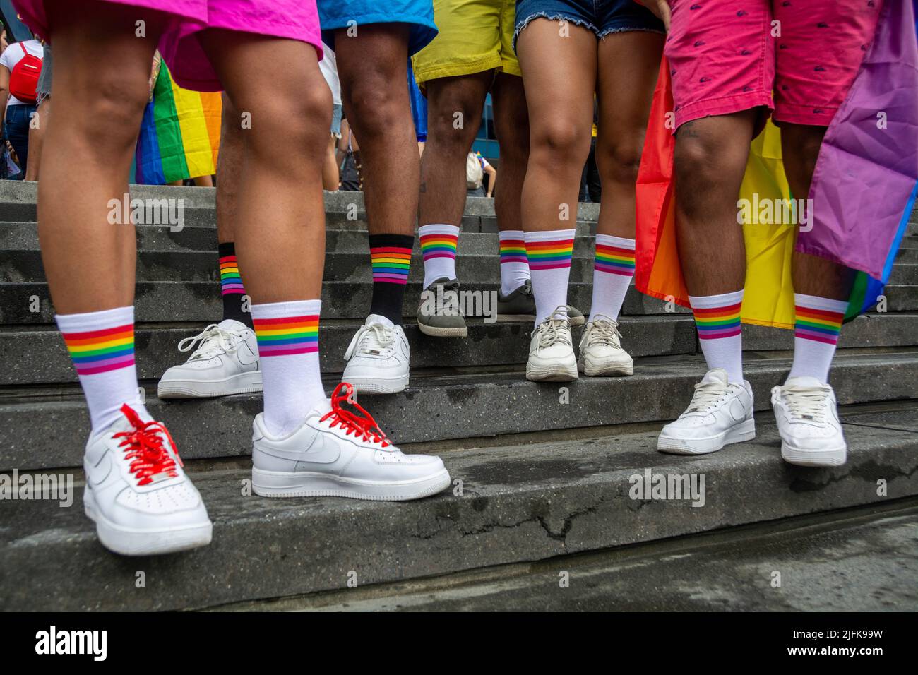 Pride parade in Caracas, Venezuela, with the presence of diplomats and the representative of the European Union in Venezuela. July, 3, 2022 Stock Photo