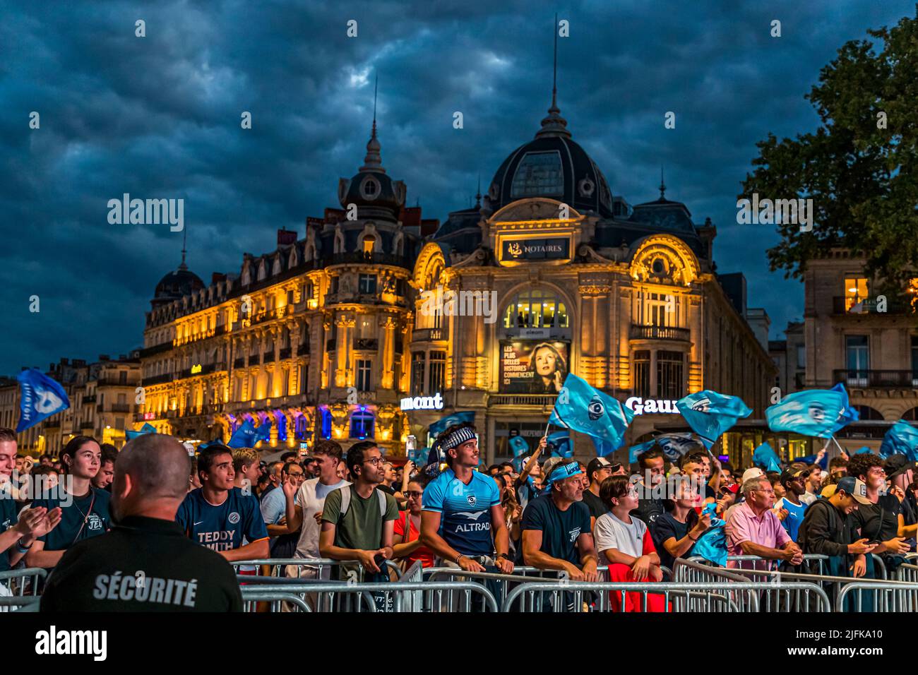 Montpellier celebrates the French Rugby Championship 2022 on the Place de la Comédie Stock Photo