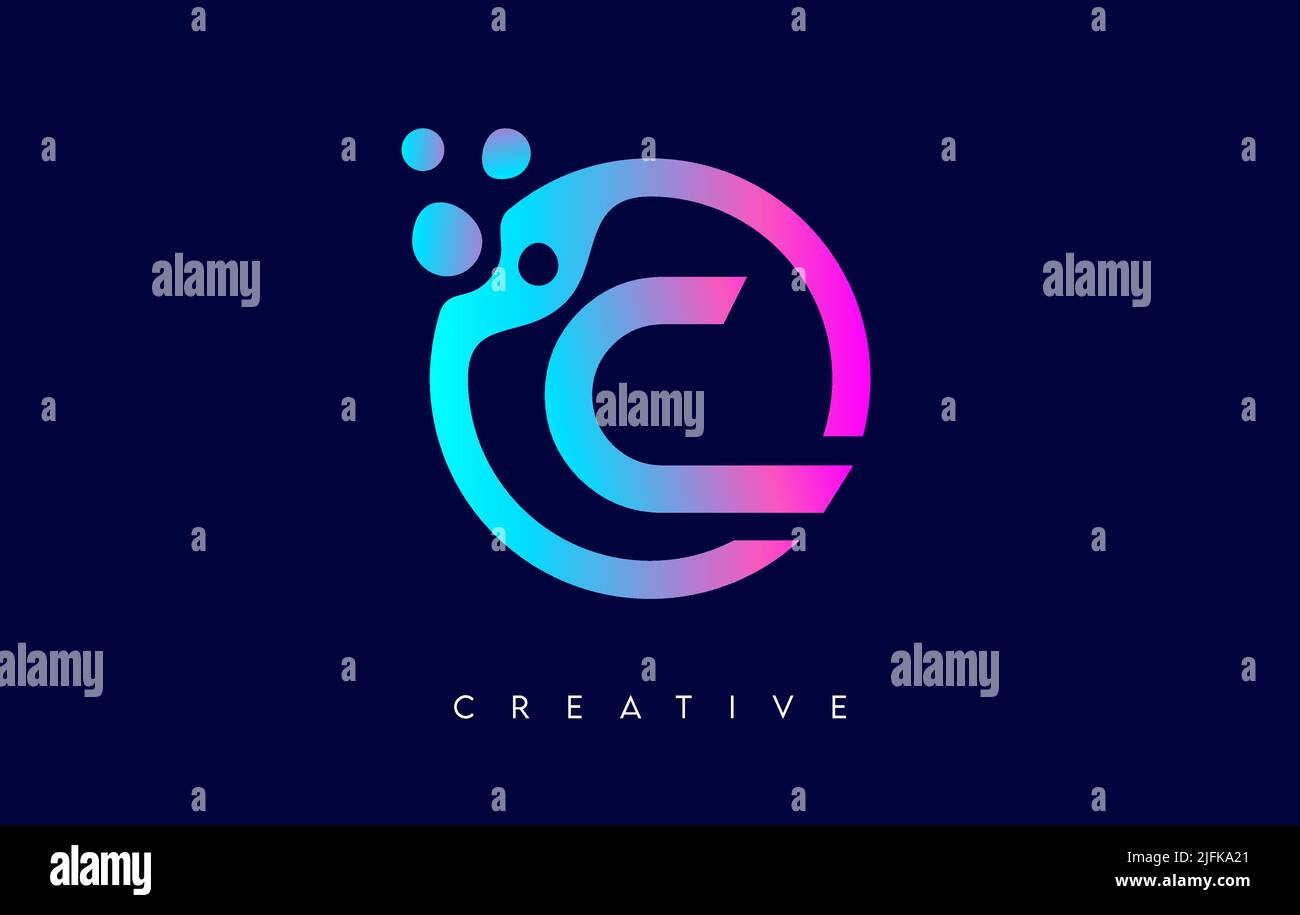 Letter C Logo Icon Design with Dots and Bubbles inside a Circular Shape ...