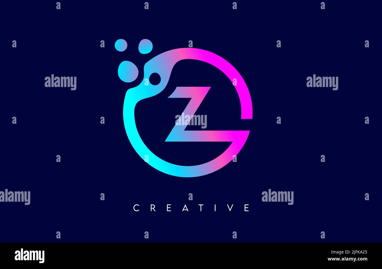 Letter Z Logo Icon Design with Dots and Bubbles inside a Circular Shape ...