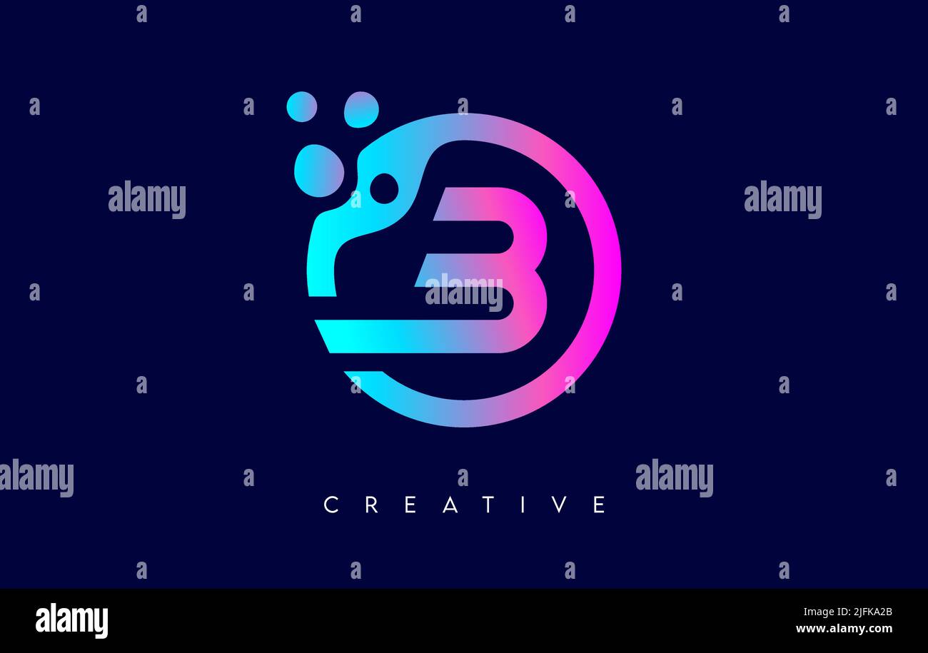 Letter B Logo Icon Design with Dots and Bubbles inside a Circular Shape ...