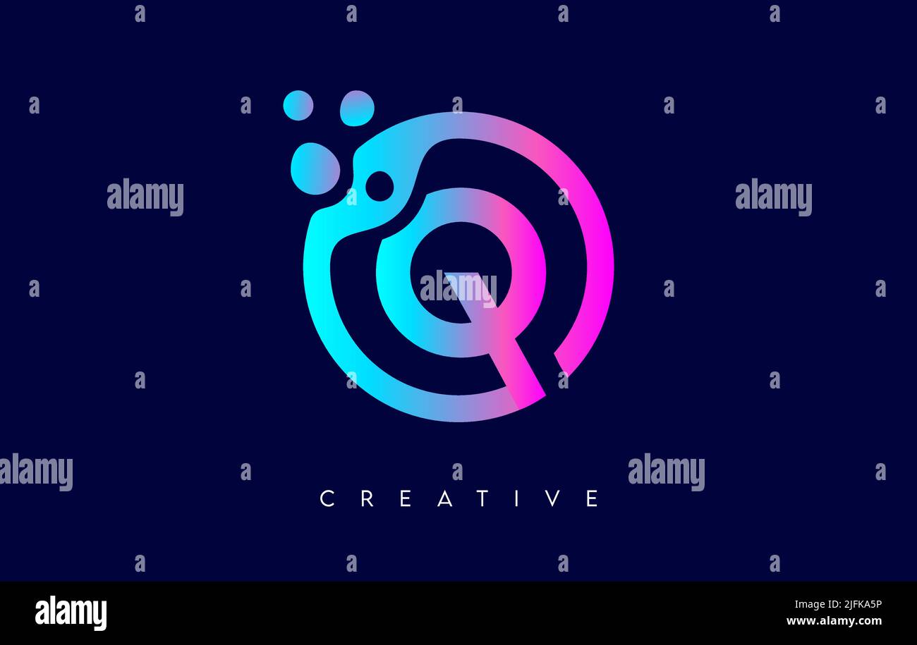 Letter Q Logo Icon Design with Dots and Bubbles inside a Circular Shape ...