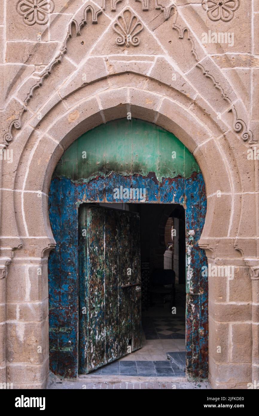 entrance of a traditional riad, Essaouira, morocco, africa. Stock Photo