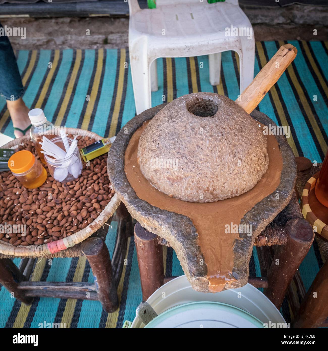grinder to grind Argan seeds, Essaouira, morocco, africa. Stock Photo