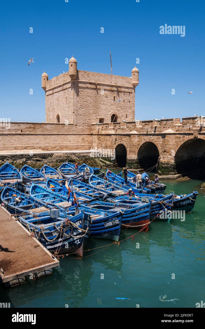 Castelo Real at fishing port, old portuguese fortress, Essaouira, morocco, africa. Stock Photo