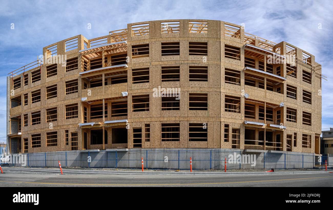 Building new affordable homes at construction site of a three story