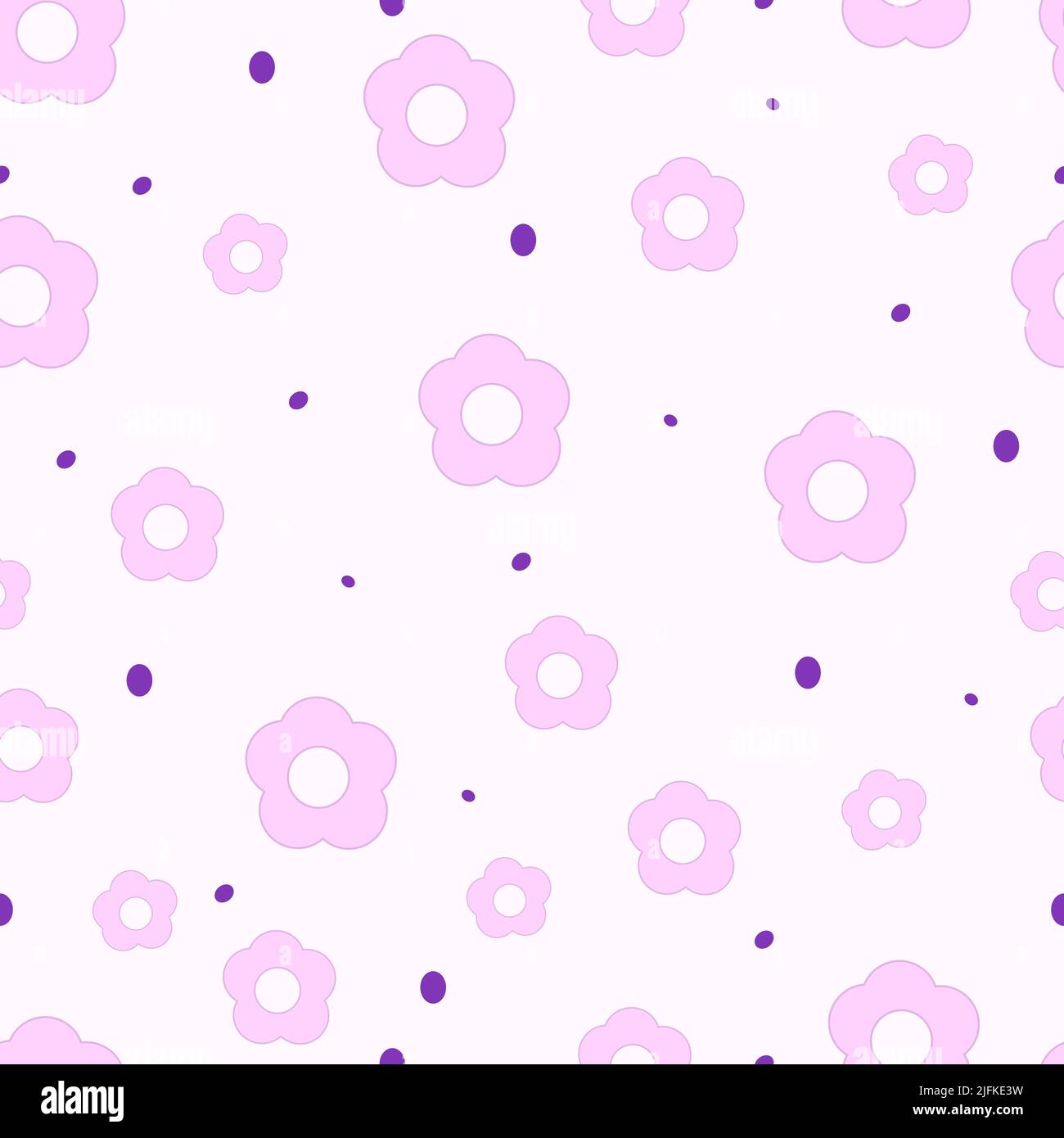 Floral seamless pattern. Cute print with daisies and round spots ...