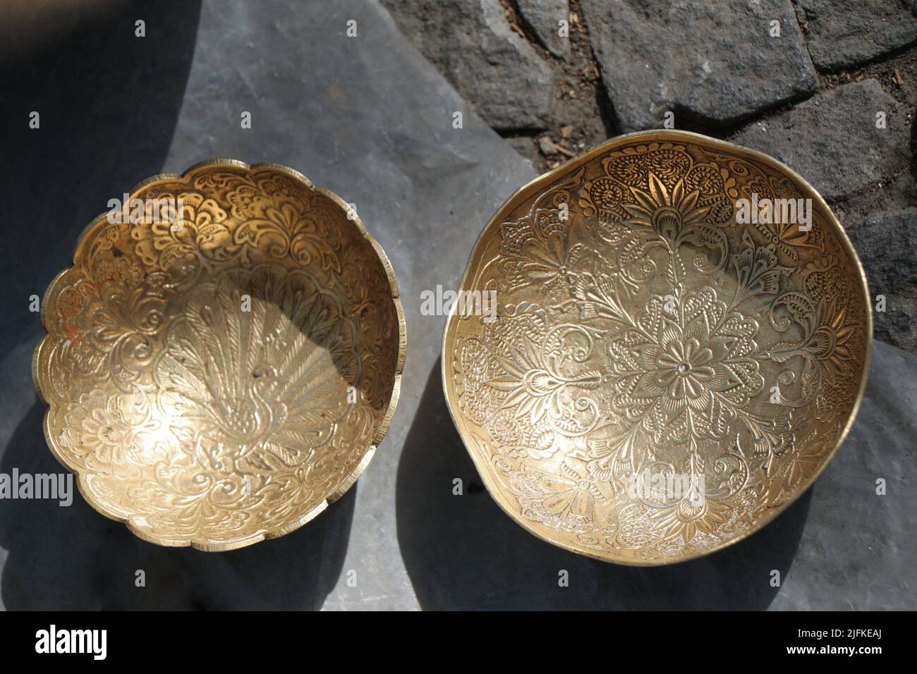 Antique decorative metallic traditional pattern plates Stock Photo Alamy