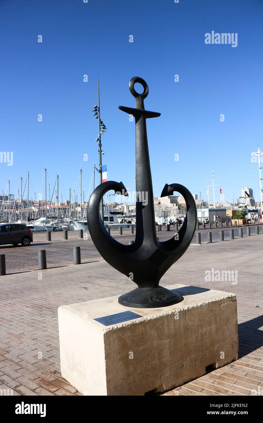 Anchor-Heart symbol of Odessa, twin city of Marseille Stock Photo