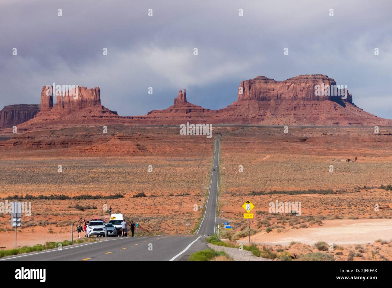 Monument Valley, Utah: the classic view from Forrest Gump Point on US 163 Stock Photo