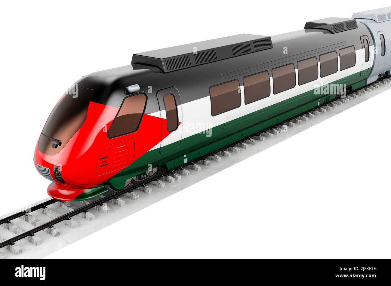 Palestinian flag painted on the high speed train. Rail travel in the