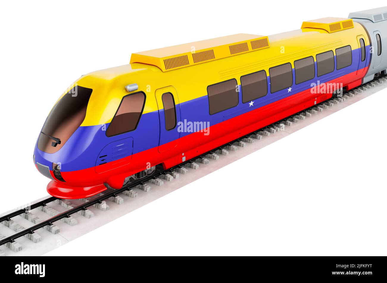Venezuelan flag painted on the high speed train. Rail travel in the