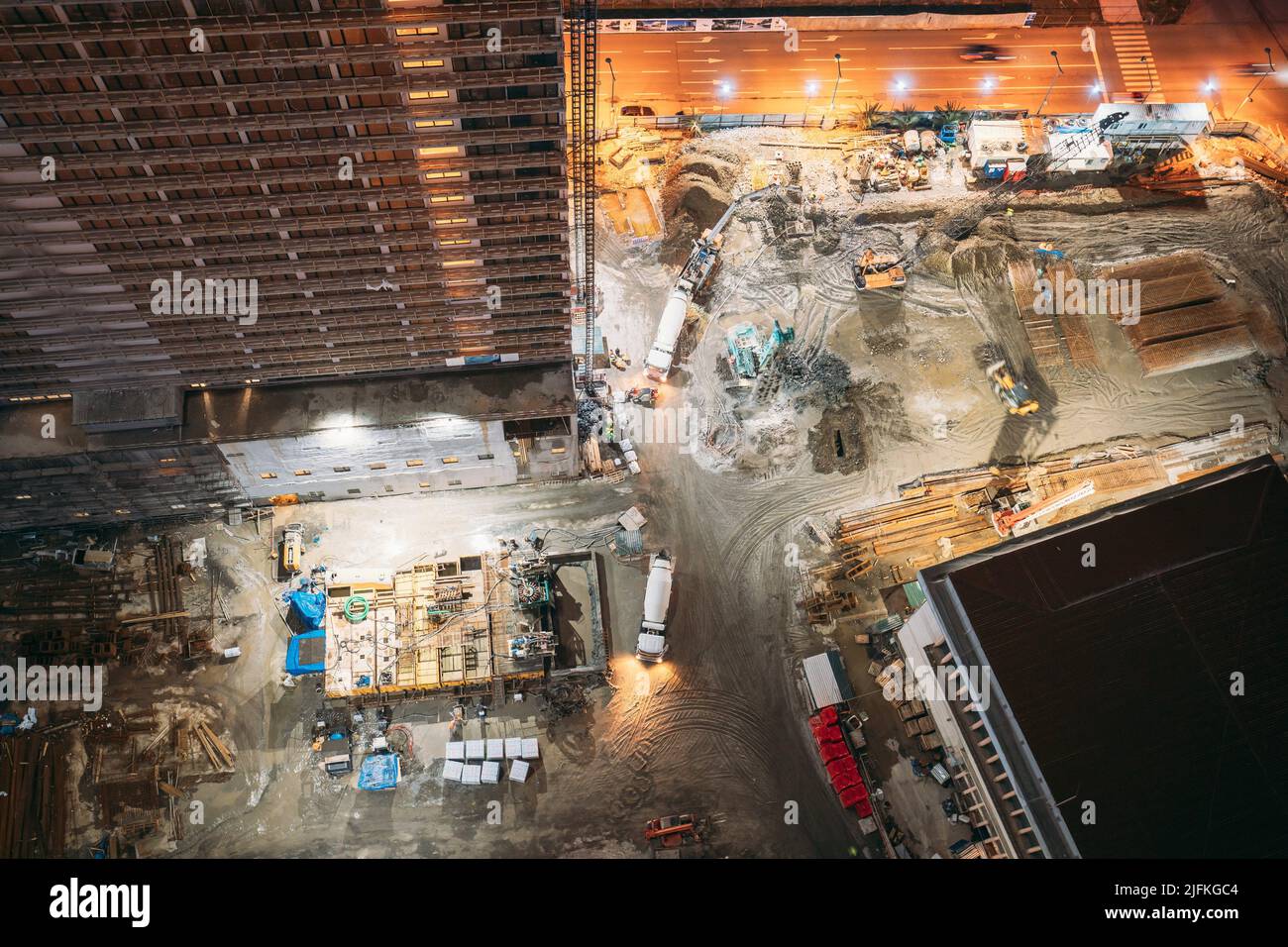 Development Multistorey Residential Building in night hours