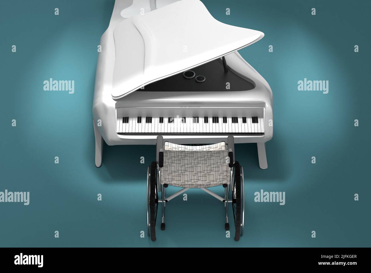 3d illustration of musical ability for handicapped people. Spirit of overcoming Stock Photo
