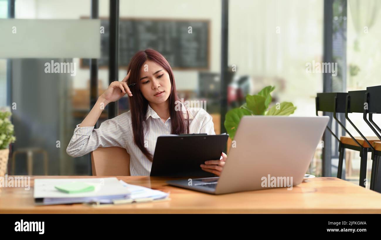 Exhausted Business Woman Having Problem With Difficult Online Project ...