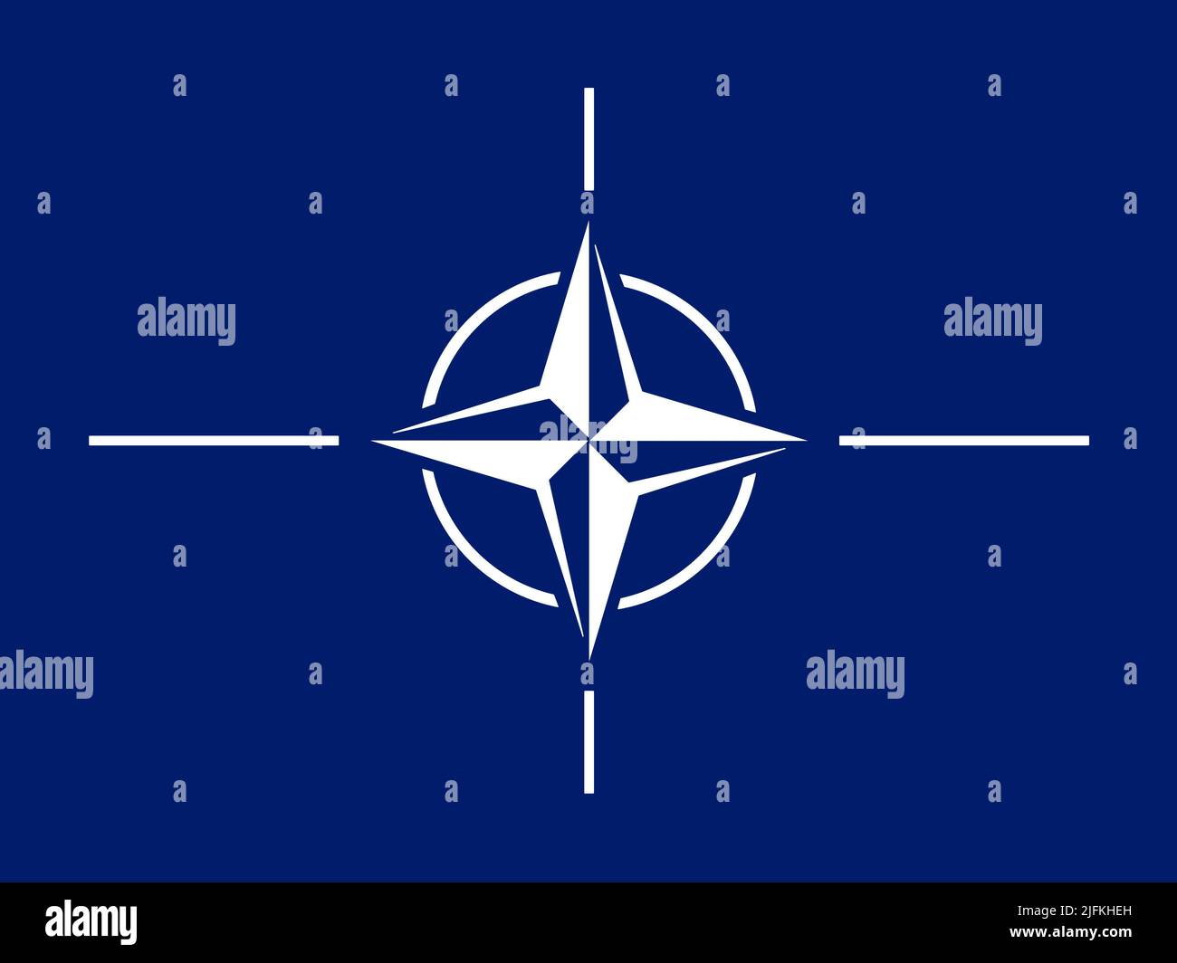The flag of NATO (the North Atlantic Treaty Organization) illustration. Stock Photo