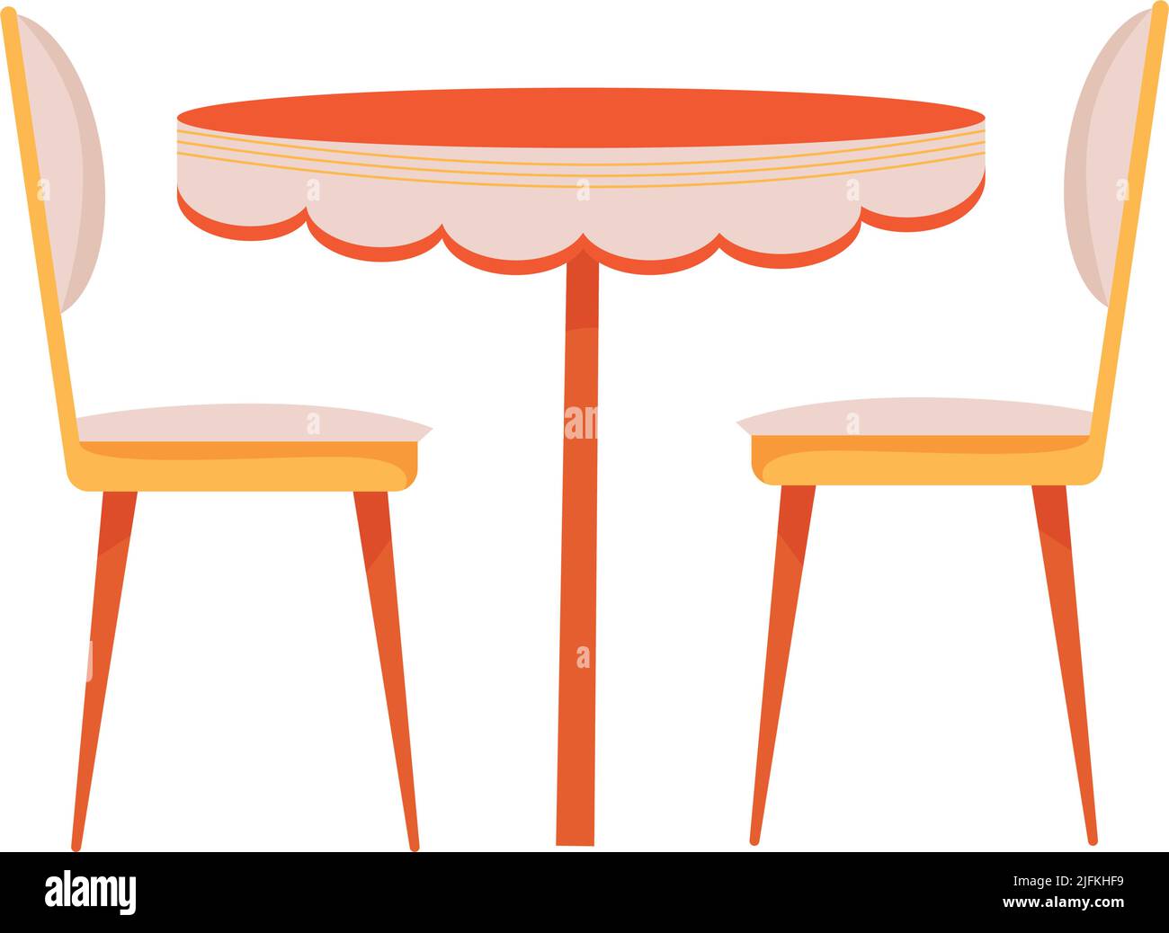 Dining table with upholstered chairs semi flat color vector object Stock Vector