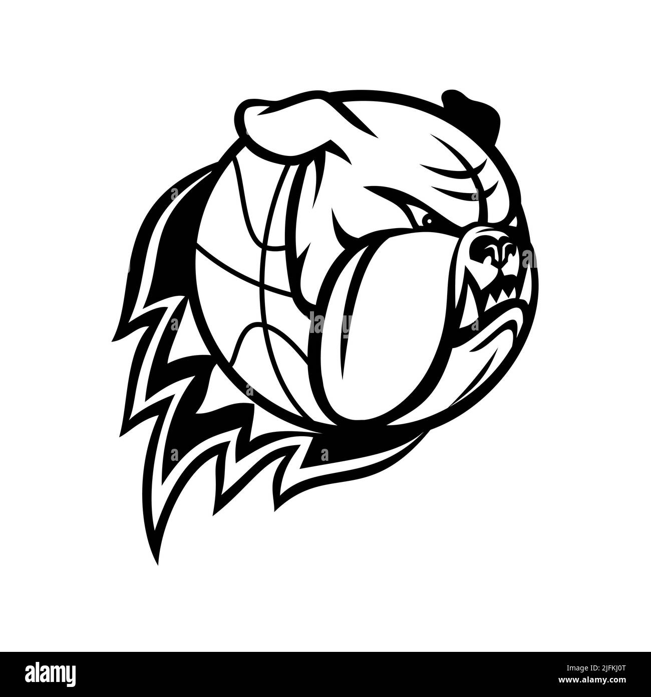 Premium Vector  Tattoo and t shirt design black and white hand drawn  bulldog baseball