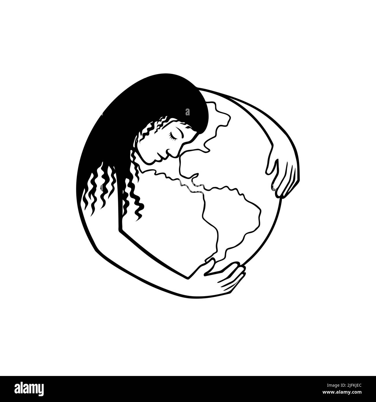 Mother And A Child Coloring Page With The Earth Outline Sketch Drawing  Vector, Mother Earth Drawing, Mother Earth Outline, Mother Earth Sketch PNG  and Vector with Transparent Background for Free Download
