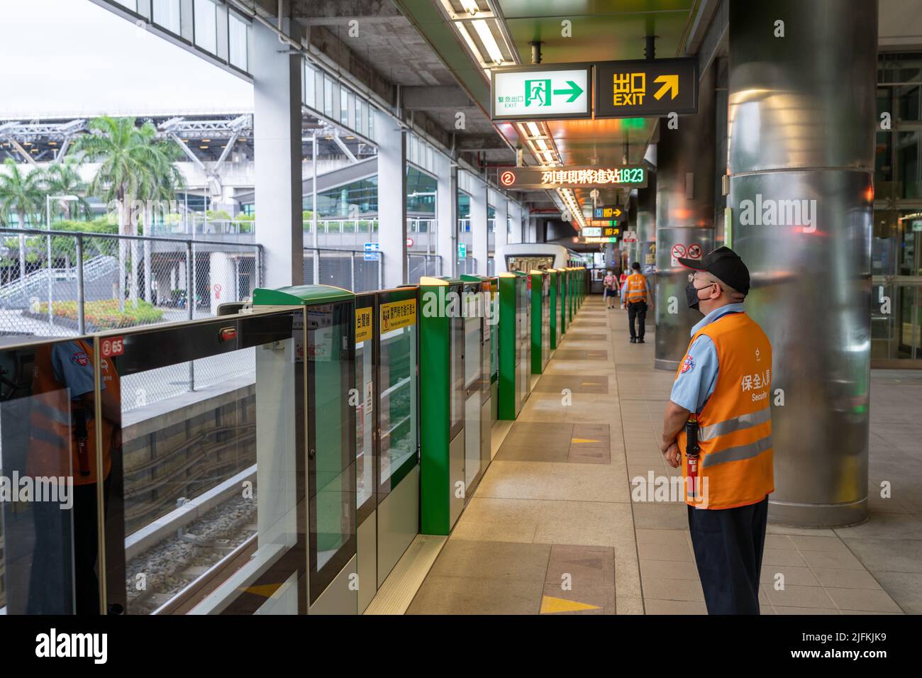 Taichung City, Taiwan - July 3, 2022 : Taichung MRT Metro system Green line HSR Taichung station platform. Stock Photo